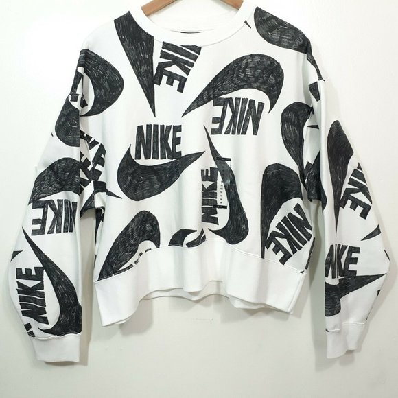 Nike Womens Icon Clash White Black Pullover Sweatshirt Plus Size 1X - Picture 1 of 10